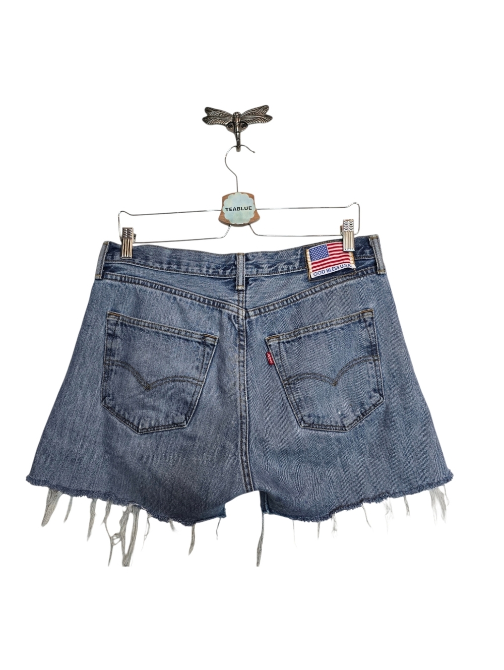 Levi’s 501 God Bless USA Patch Cutoff Jean Shorts Women's 31 High Rise